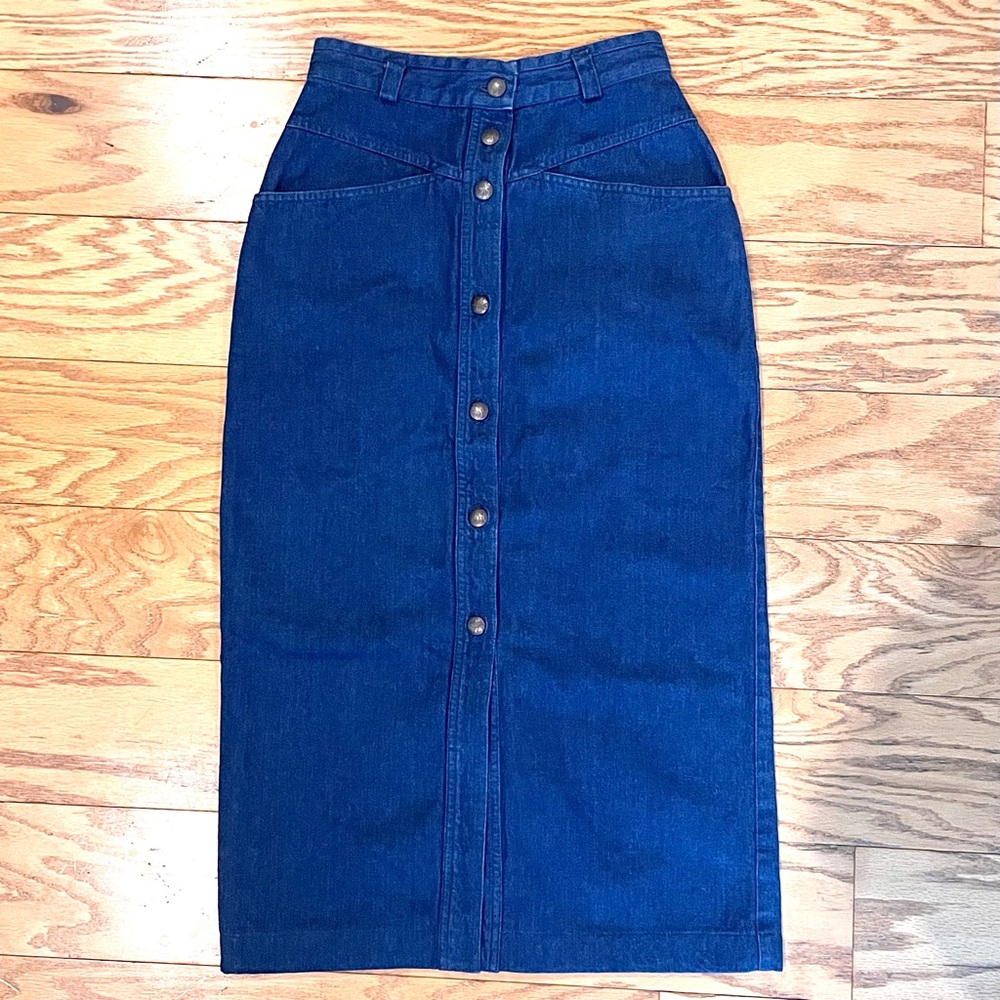 STRENESSE VERY RARE Vintage Dark Blue Button-Front High Waist 80s 90s Retro